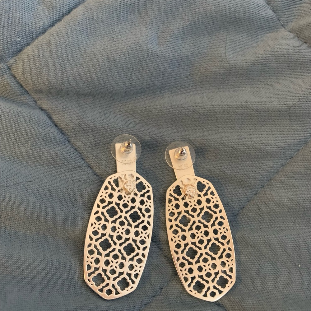 Kendra Scott silver filigree oval earrings